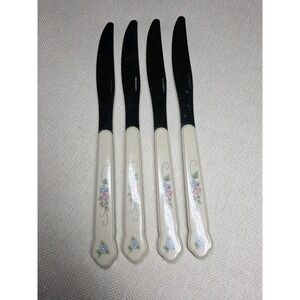 Pfaltzgraff Tea Rose 9" Flatware Knives Set Of 4 Vintage‎ Taiwan
